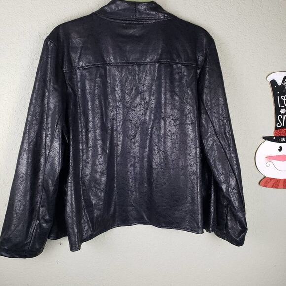 I.N. STUDIO Faux Leather Open Front Jacket size 2X - Picture 7 of 10
